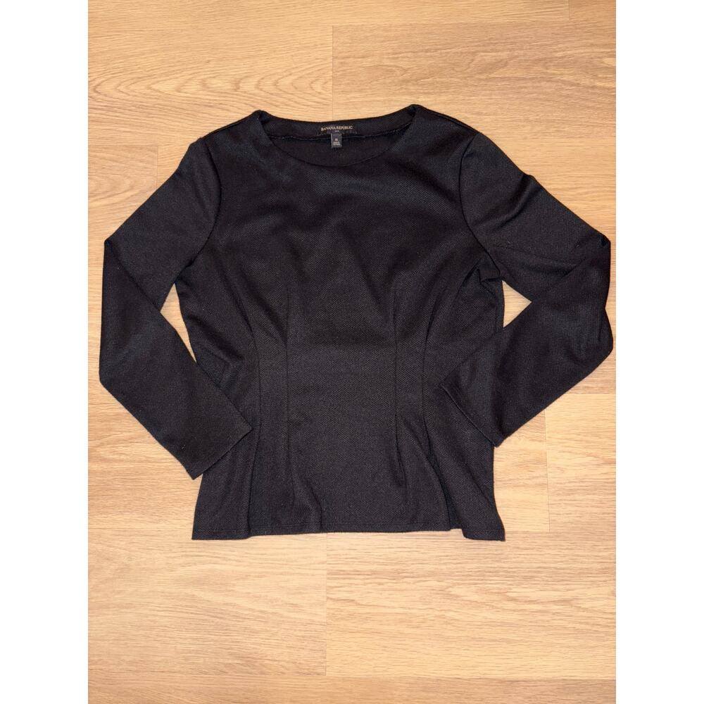 Banana Republic black long sleeve cinched waist top size medium